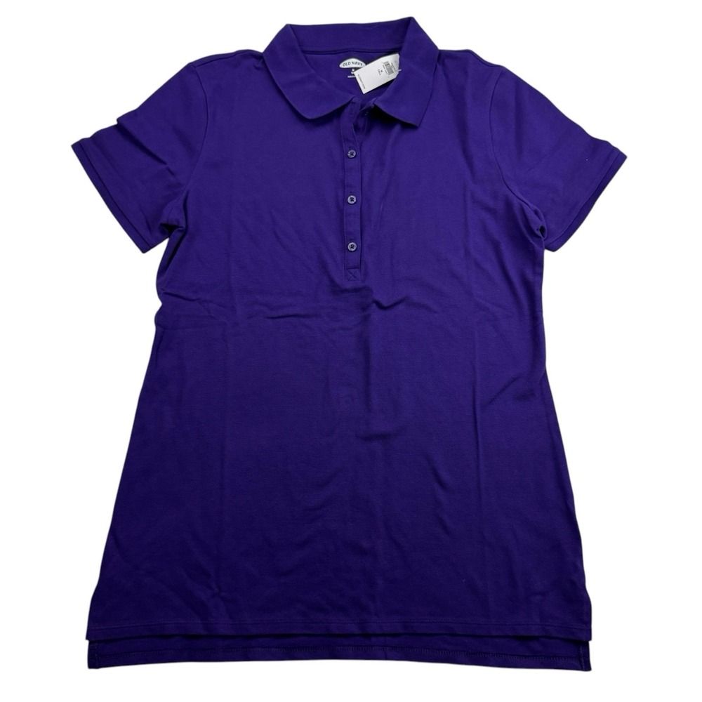 NWT Old Navy Purple Short Sleeve Uniform Polo Shirt Sz M TALL Cotton Stretch